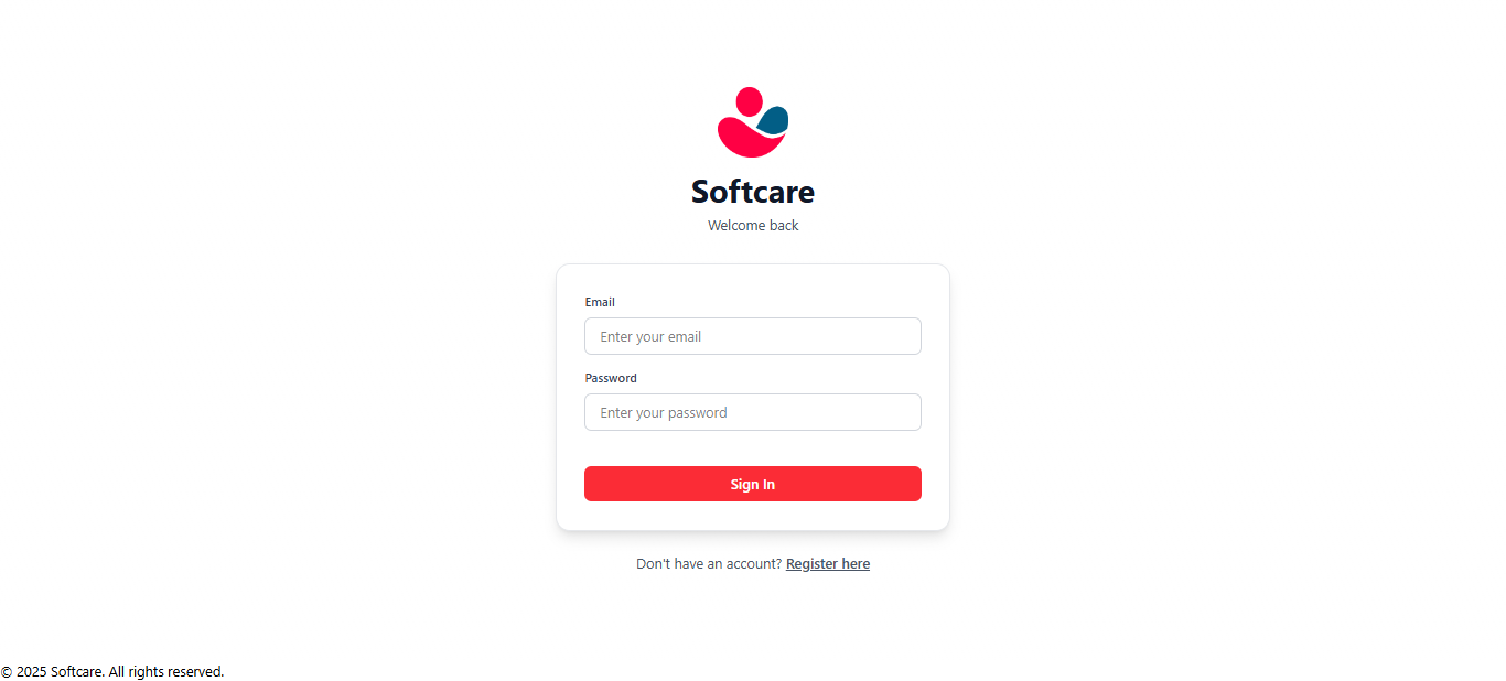 Softcare Login Page